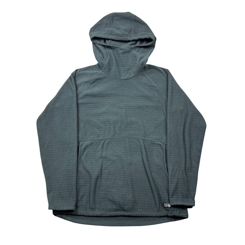 Mountain Hardwear Waffle Grid Fleece Scuba Hoodie Men Small Grey Outdoors
